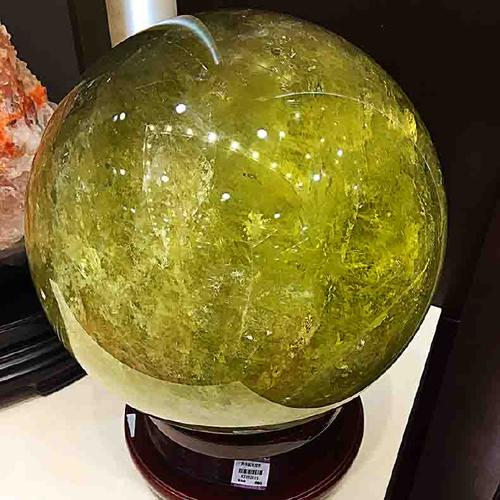 時光凝練的瑰寶 黃水晶球擺件（水晶大王收藏品）
